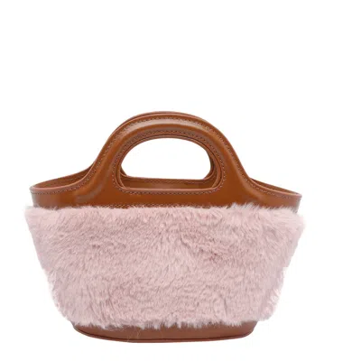 Marni Tropicalia Micro Handbag With Plush Texture In Brown