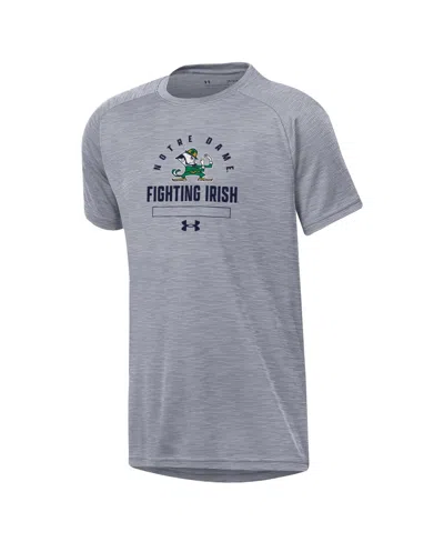 Under Armour Big Boys And Girls Heather Gray Notre Dame Fighting Irish Ultra Soft Rye Tech Performance T-shirt In Gray