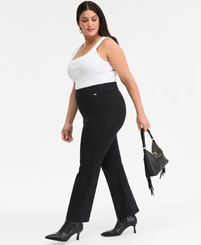 Inc International Concepts Plus Size Mid-rise Bootcut Pants, Macy's Exclusive In Black