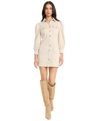 The Good Journey Button Front Shirt Dress In Neutral