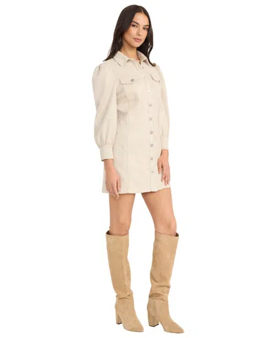 The Good Journey Button Front Shirt Dress In Neutral