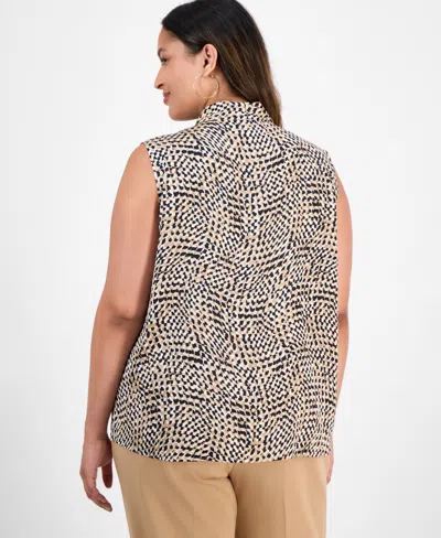 Kasper Plus Size V-neck Pleated-front Top In Multi