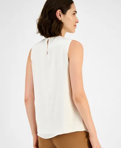 Anne Klein Textured Satin Top In White
