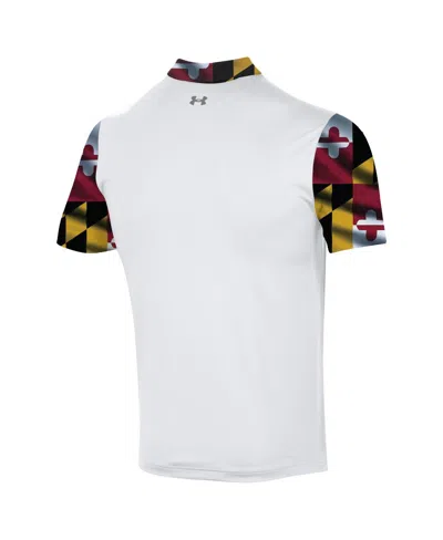 Under Armour Men's White Maryland Terrapins Gameday Armourfuse Polo Shirt In White