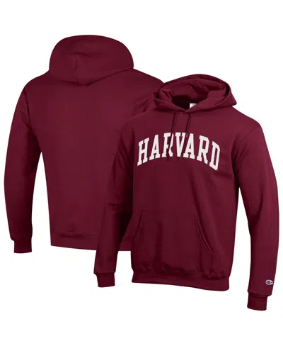 Champion Men's Crimson Harvard Crimson Basic Arch Fleece Pullover Hoodie In Burgundy