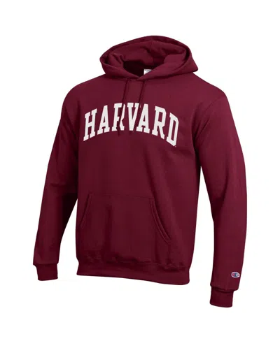 Champion Men's Crimson Harvard Crimson Basic Arch Fleece Pullover Hoodie In Burgundy