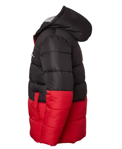 Ixtreme Big Boys Color Blocked Ripstop Puffer Jacket With Beanie In Black