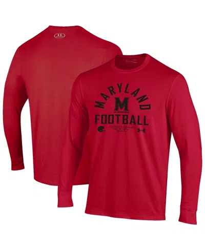 Under Armour Men's Red Maryland Terrapins 2025 Sideline Football Performance Long Sleeve T-shirt In Gray