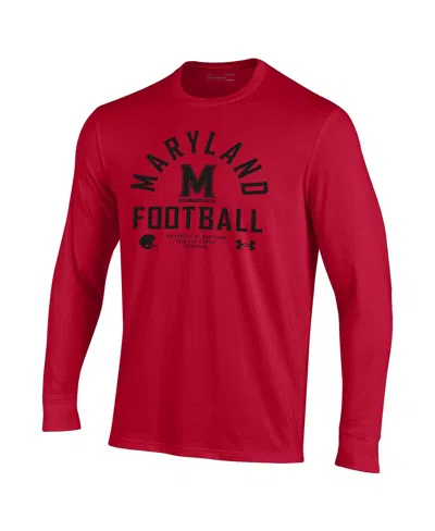 Under Armour Men's Red Maryland Terrapins 2025 Sideline Football Performance Long Sleeve T-shirt In Gray