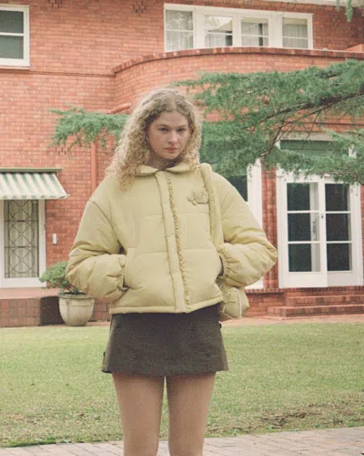 My Mum Made It Rosette Puffer Jacket In Yellow