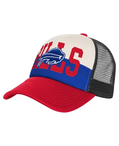 Outerstuff White/red Buffalo Bills Modern Fan Trucker Adjustable Hat In Black