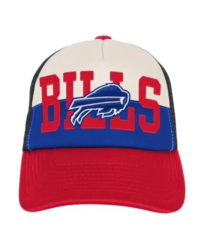 Outerstuff White/red Buffalo Bills Modern Fan Trucker Adjustable Hat In Black