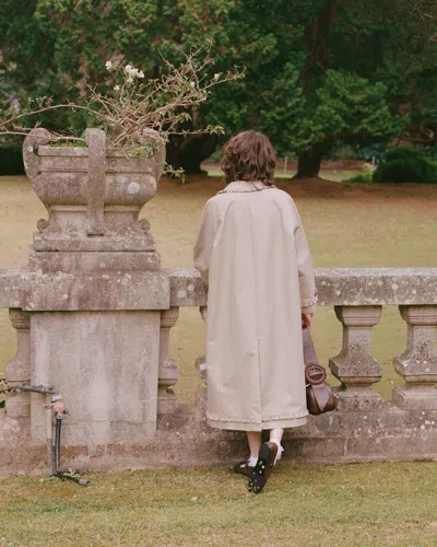 My Mum Made It Tailored Gather Trench Coat In Green