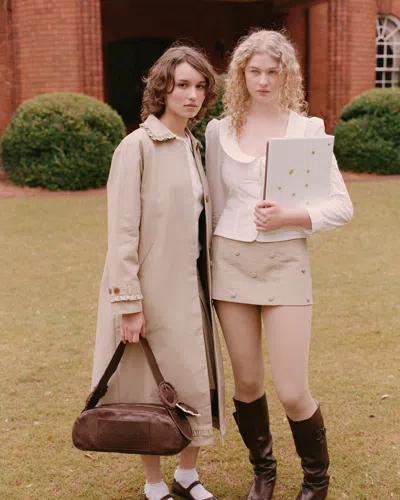 My Mum Made It Tailored Gather Trench Coat In Green