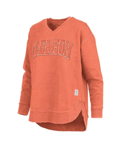 Pressbox Women's Orange Clemson Tigers Westin Poncho V-neck Pullover Sweatshirt In Orange