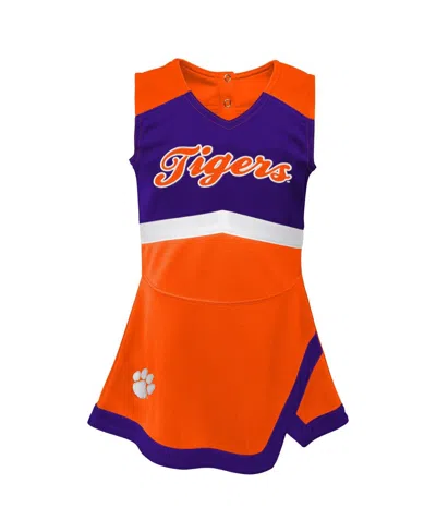 Outerstuff Girls Preschool 2-piece Orange Clemson Tigers Cheer Captain Jumper Dress Bloomers Set In Orange
