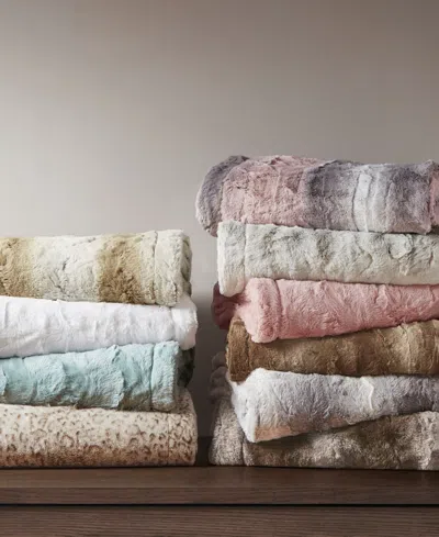 Madison Park Zuri Faux-fur Throw, 50" X 60" In Gray