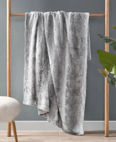Madison Park Zuri Faux-fur Throw, 50" X 60" In Gray