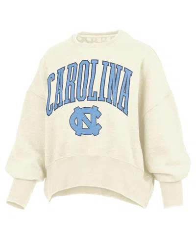 Pressbox Women's Natural North Carolina Tar Heels Oversized Waist-length Crewneck Sweatshirt In Neutral