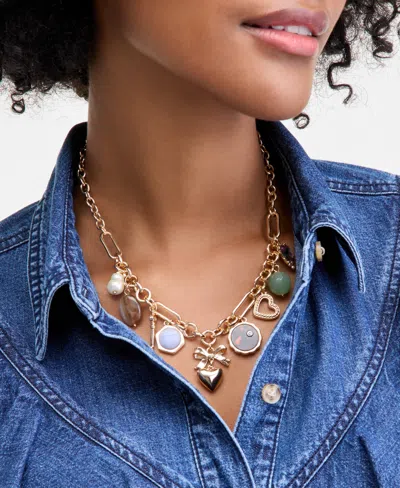 On 34th Multi-stone Charm Necklace, 18" + 3" Extender, Macy's Exclusive In Gold