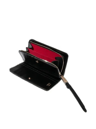 Lancel Origami Rectangular Zip Compact Wallet In Black