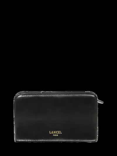 Lancel Origami Rectangular Zip Compact Wallet In Black
