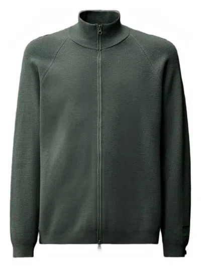 C.p. Company High Neck Zipped Cardigan With Raglan Sleeves In Green