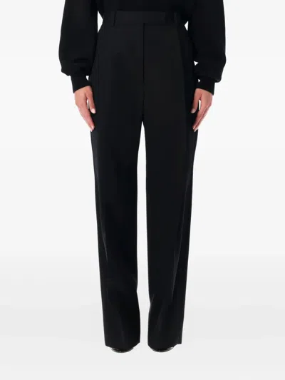 Tom Ford Tailored Wool Wide Leg Trousers In Black