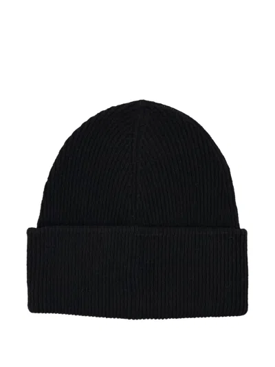 Mm6 Maison Margiela Ribbed Beanie With Logo Tag In Black