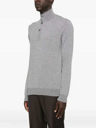 Corneliani Button-fastening Sweater In Gray