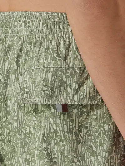 Canali Printed Drawstring Swim Shorts In Green