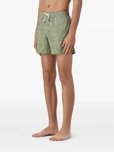 Canali Printed Drawstring Swim Shorts In Green