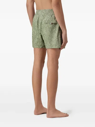 Canali Printed Drawstring Swim Shorts In Green