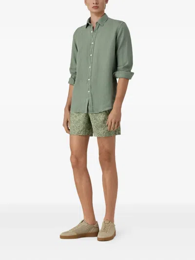 Canali Printed Drawstring Swim Shorts In Green