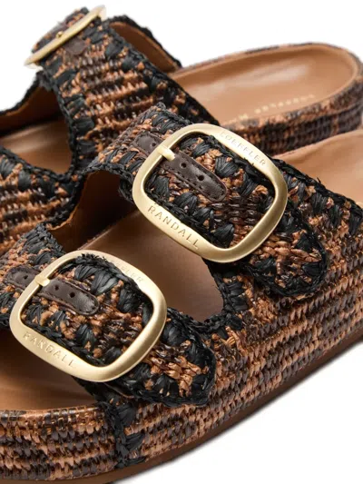 Loeffler Randall Theo Leopard-print Raffia Dual-buckle Slide Sandals In Brown