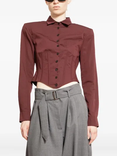 Magda Butrym Camicia Corsetto Tagliata In Cotone Seta In Red