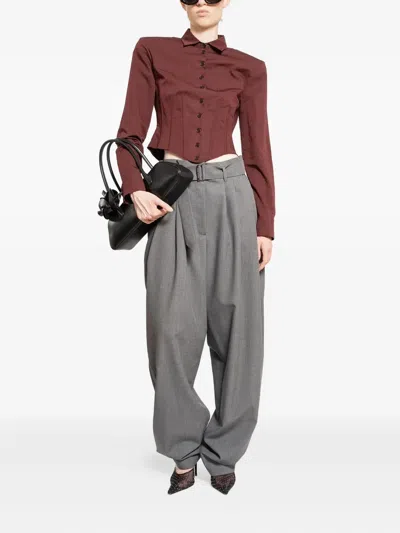 Magda Butrym Camicia Corsetto Tagliata In Cotone Seta In Red