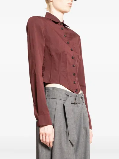 Magda Butrym Camicia Corsetto Tagliata In Cotone Seta In Red
