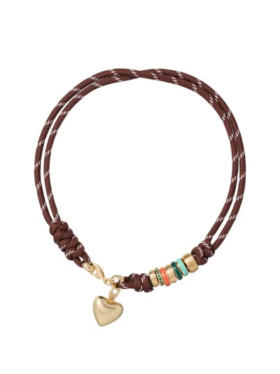 Roxanne Assoulin Happy Cord Heart Necklace In Brown