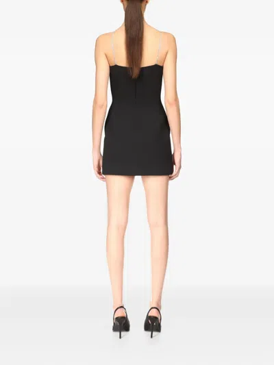 David Koma Womens Black Silver Crystal Shoulder-straps Stretch-woven Mini Dress In Black