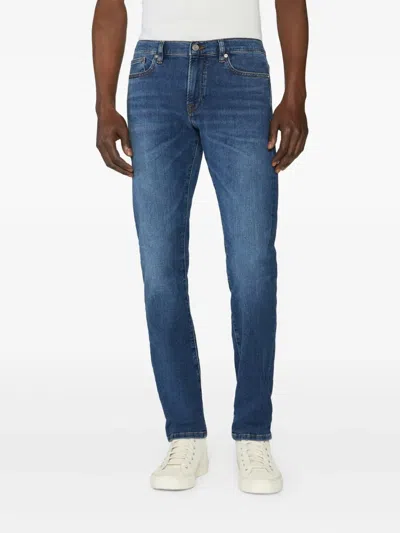 Frame Five-pocket Design Straight Jeans In Blue
