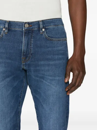 Frame Five-pocket Design Straight Jeans In Blue