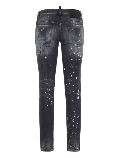 Dsquared2 Paint-splatter Distressed Jeans In Black