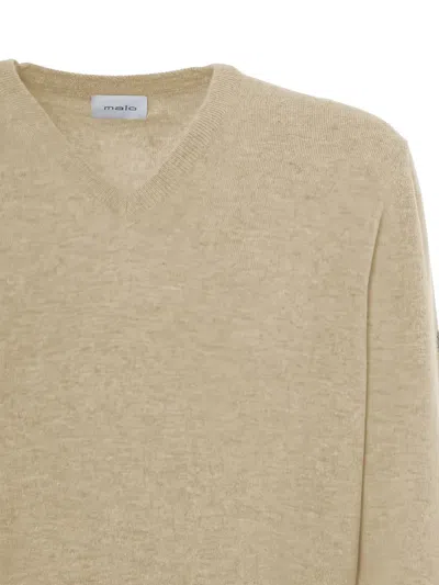 Malo V-neck Cashmere Sweater In Neutral