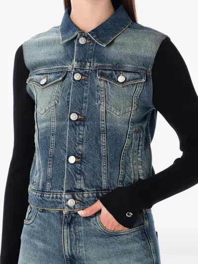 Coperni Hybrid Denim And Knit Jacket In Blue