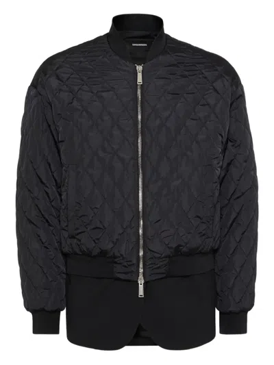 Dsquared2 Quilted Bomber Jacket In Blue