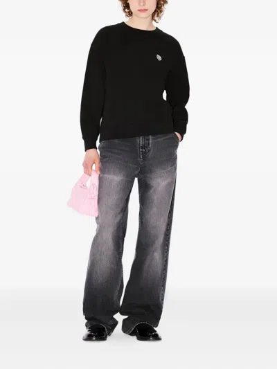 Kenzo Tiger Patch Cotton Sweatshirt In Black