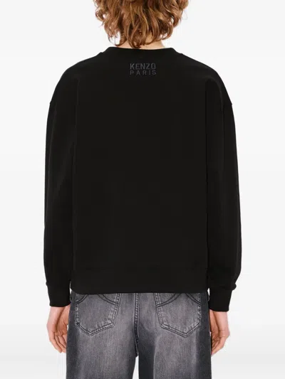 Kenzo Tiger Patch Cotton Sweatshirt In Black