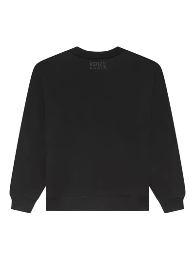 Kenzo Tiger Patch Cotton Sweatshirt In Black