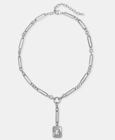 On 34th Crystal Charm Lariat Necklace, 16" + 3" Extender, Macy's Exclusive In Metallic
